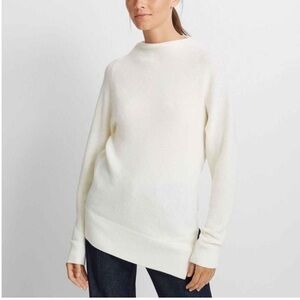 Club Monaco Ivory Mock Neck Tunic-Length Textured Knit Sweater Size Medium